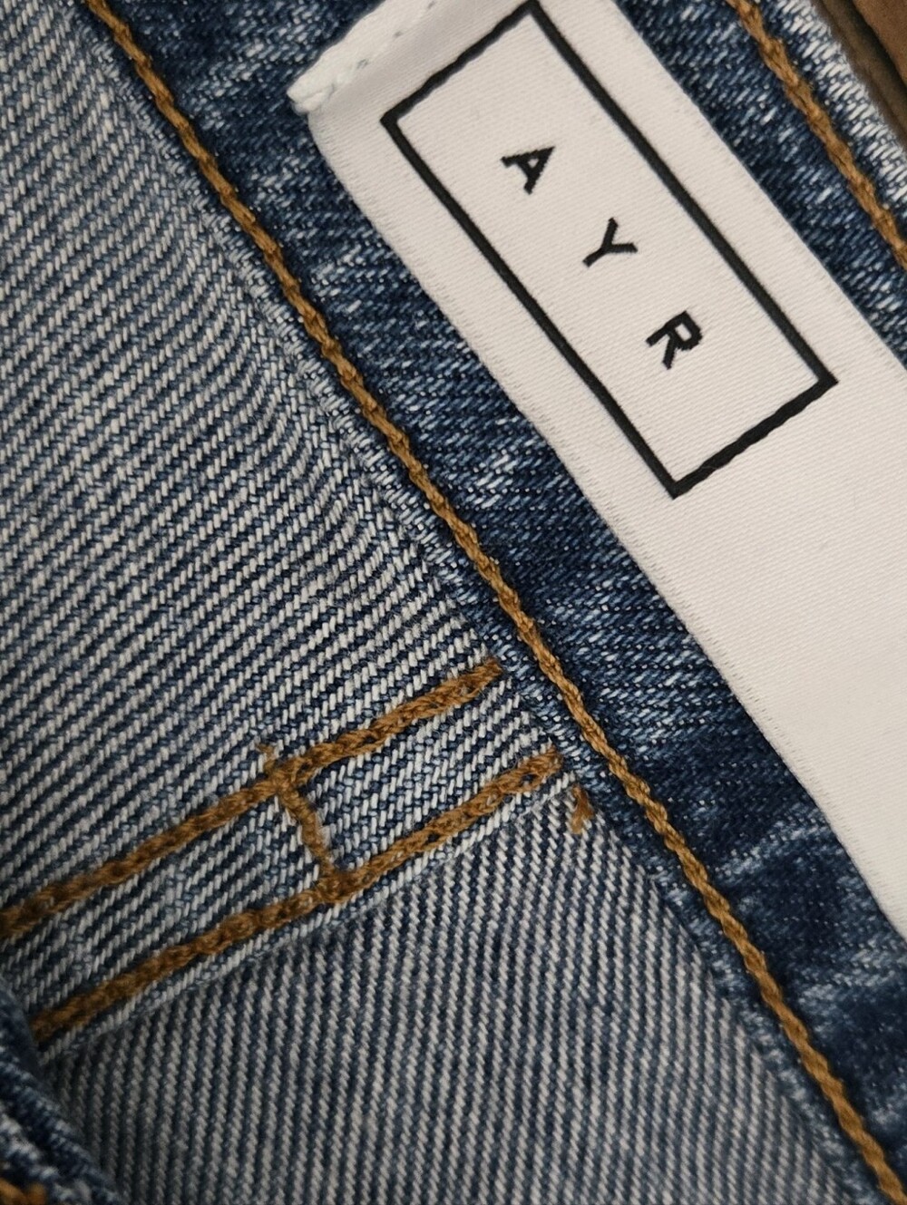 AYR Medium Wash Cutoff Denim Shorts with Raw Hem Retail $145